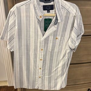 Men's Striped Blue and White Shirt